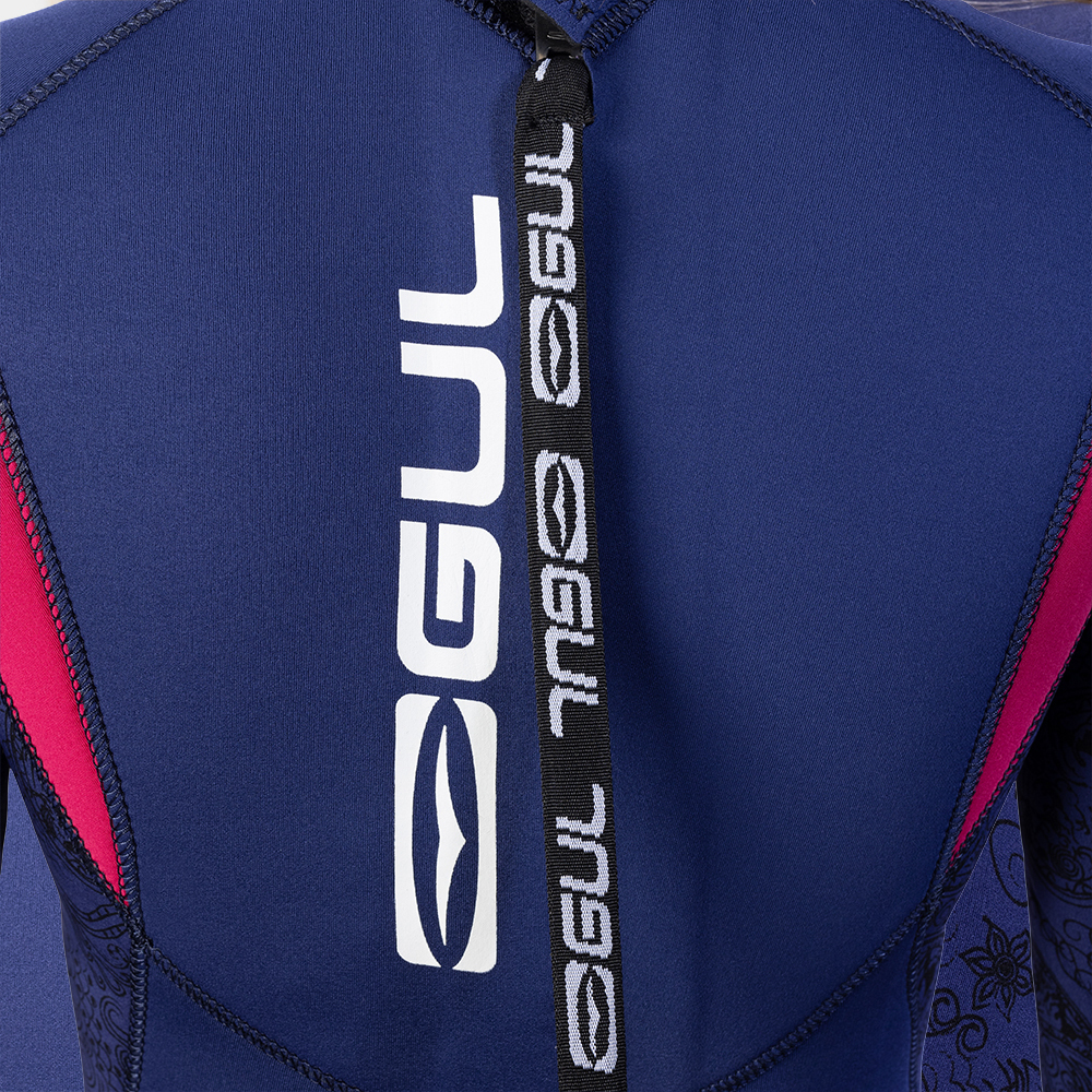 2025 Gul Womens Response 3/2mm GBS Back Zip Wetsuit RE1232-C1 - Blue / Paisley